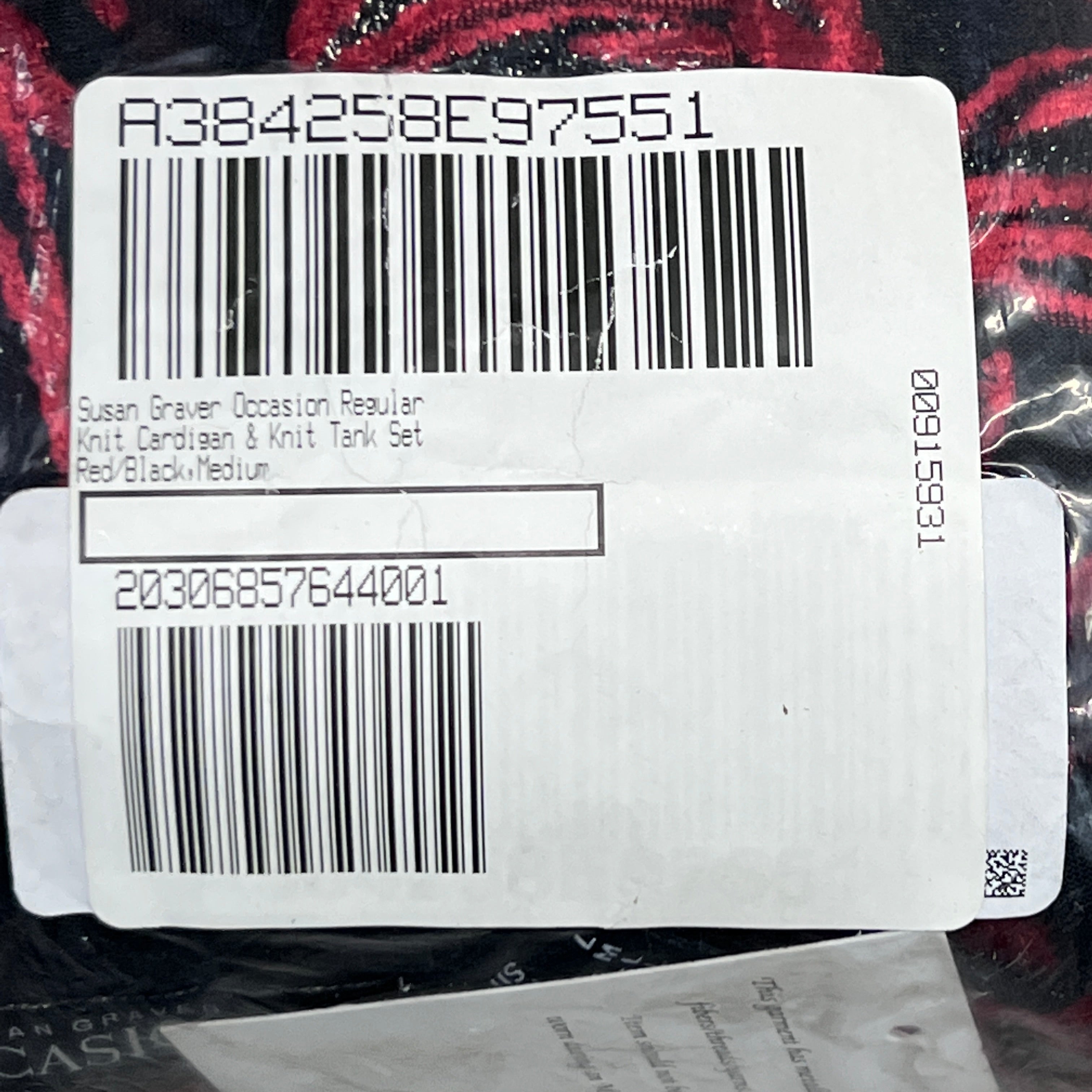 SUSAN GRAVER Knit Cardigan & Tank Set Women's Sz M Red / Black A384258E97551 (New)