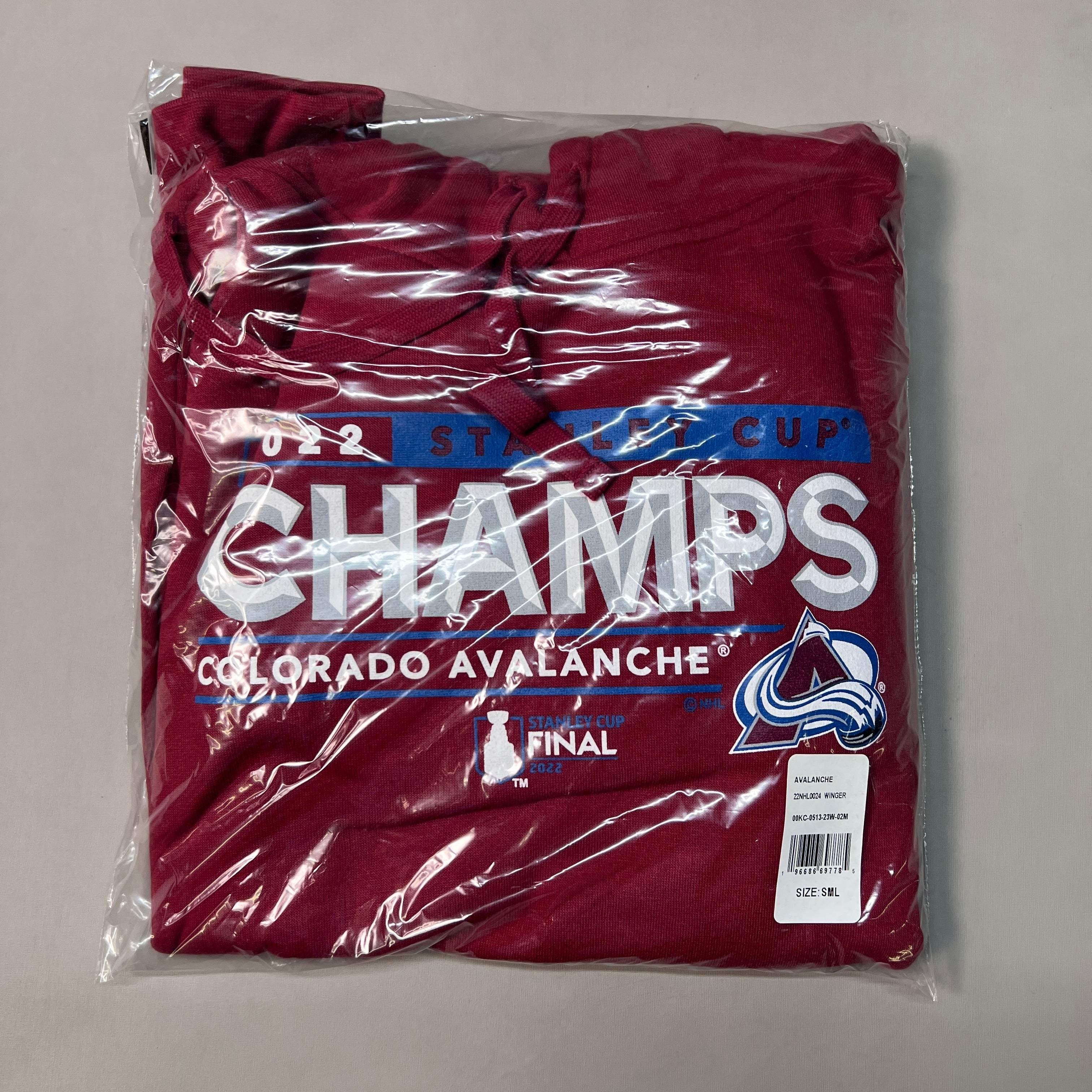 FANATICS 2022 Stanley Cup Champs Colorado Avalanche Final Hoodie Sz S Burgundy 22NHL0024 (New)