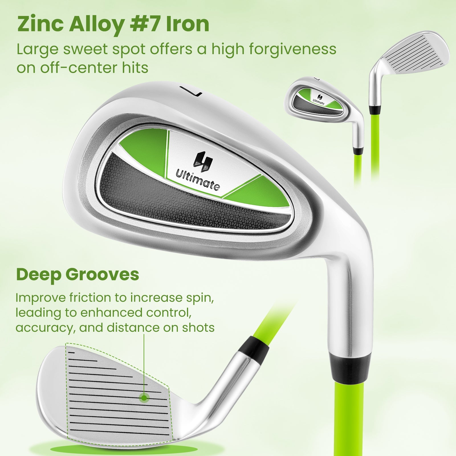 Individual Gold Club for Boys and Girls with Fiberglass Shaft and Headcover