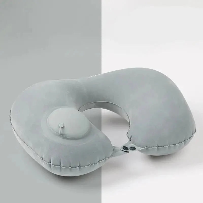 Inflatable U-Shaped Travel Neck Pillow | Portable Flocking Pillow for Airplane Car and Office