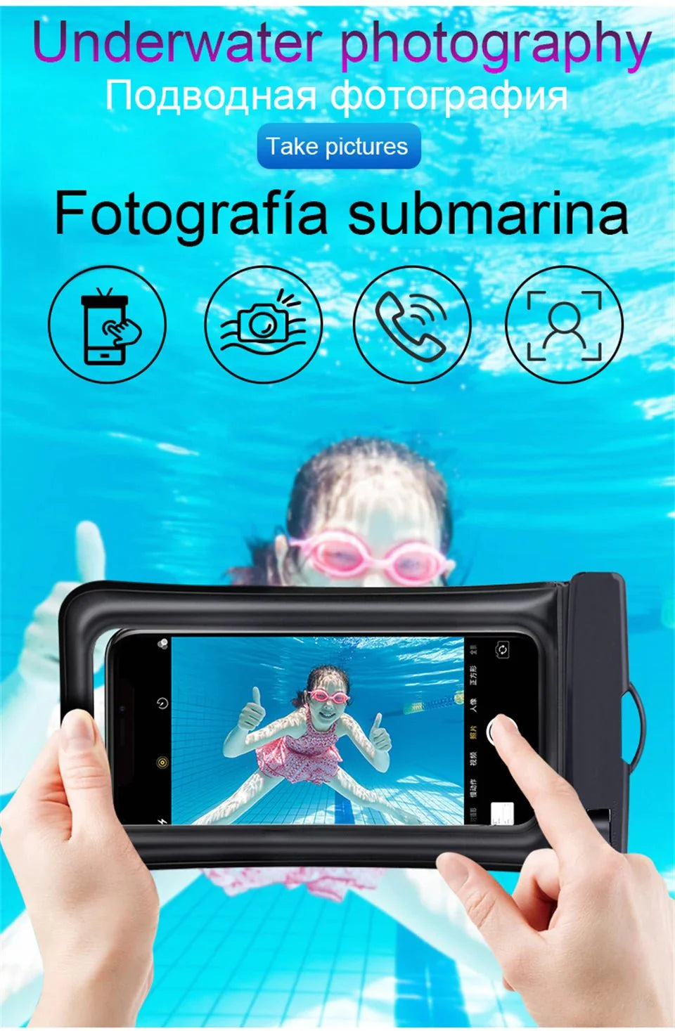 IP68 Universal Waterproof Phone Case Bag | Touch-Sensitive Pouch for iPhone, Samsung, and More