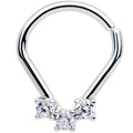 16G 5/16 Clear CZ Gem Clustered Trio Ellipse Seamless Ring