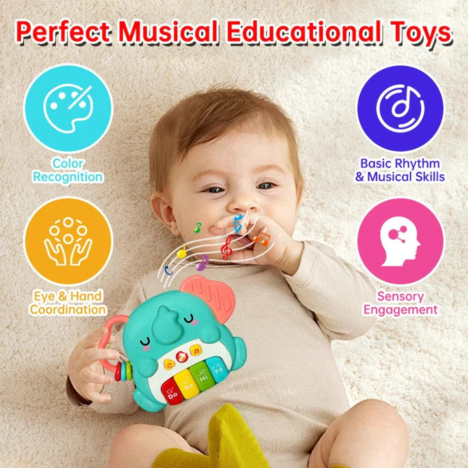 Kids Cartoon Piano Keyboard Toy | Educational Animal Sound Musical Instrument with Lights for Toddlers