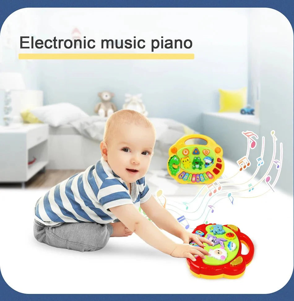 Kids Cartoon Piano Keyboard Toy | Educational Animal Sound Musical Instrument with Lights for Toddlers