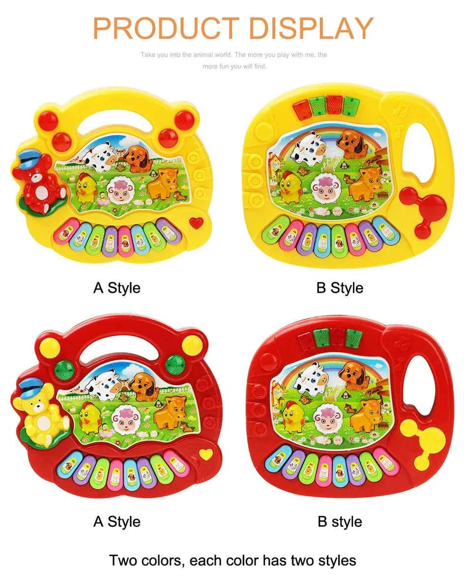Kids Cartoon Piano Keyboard Toy | Educational Animal Sound Musical Instrument with Lights for Toddlers
