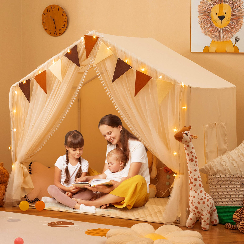 Large Toddler Playhouse Tent with Door Curtains Windows