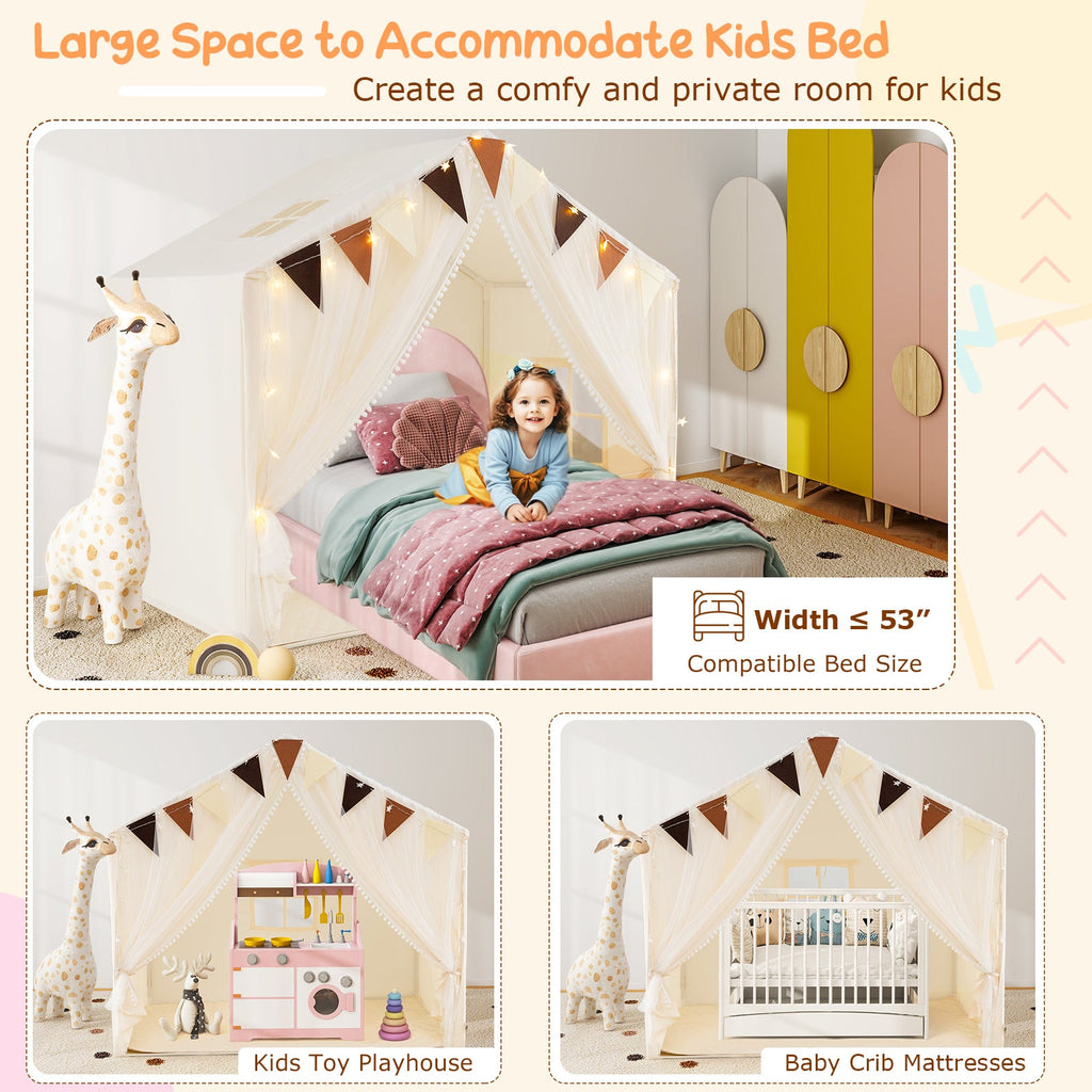 Large Toddler Playhouse Tent with Door Curtains Windows