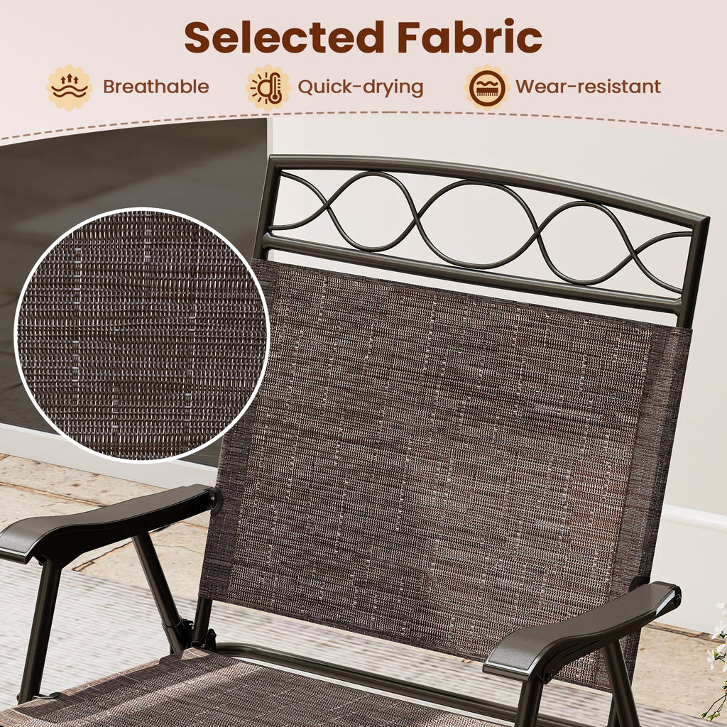 Set of 4 Patio Folding Chairs Set Dining Chairs with Armrests