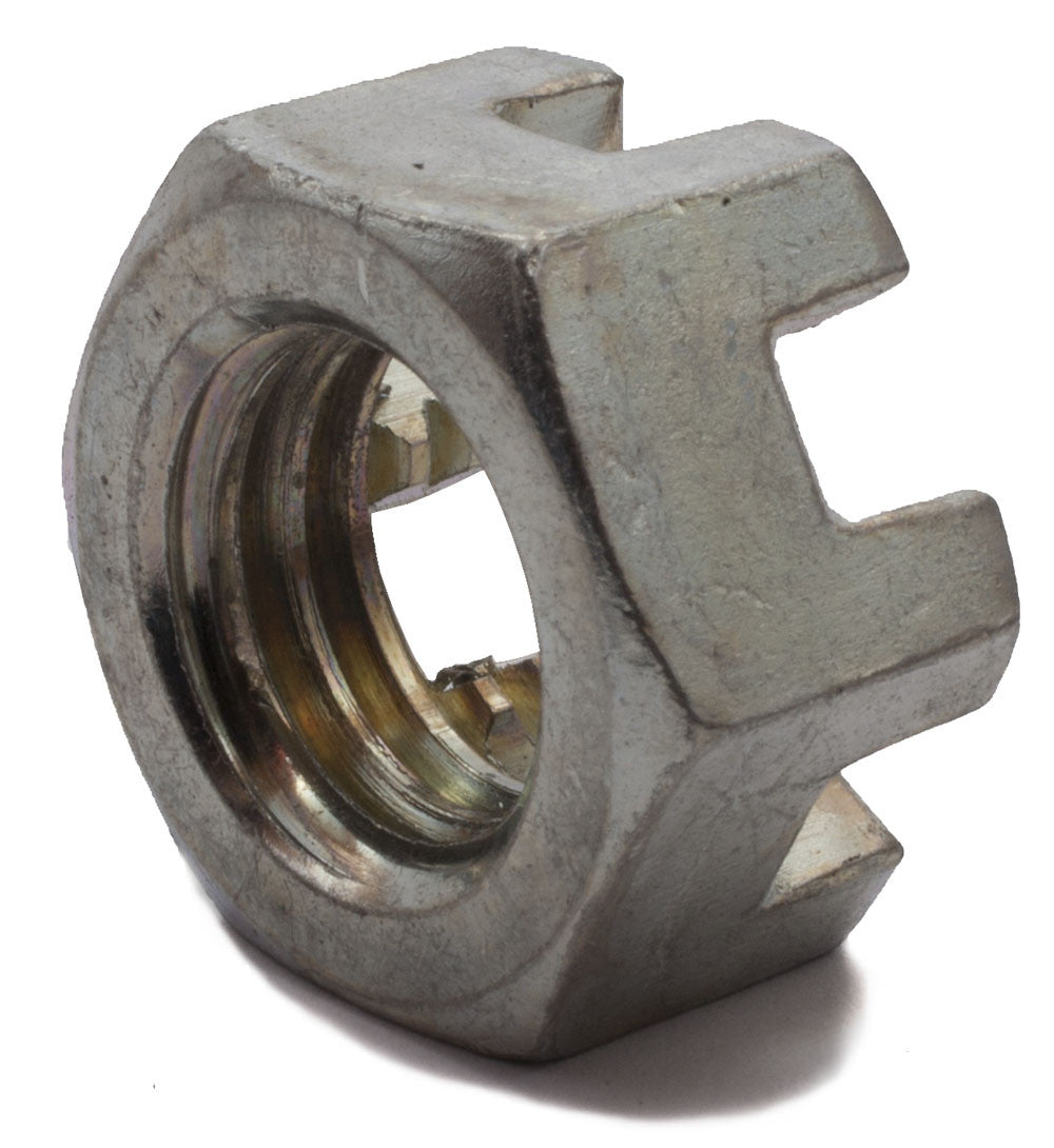 1/4-28 Slotted Hex Nut Zinc Plated