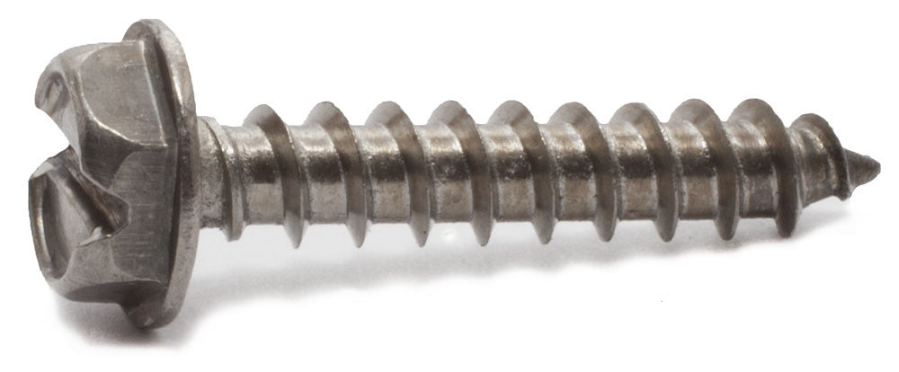 6 x 1 Slotted Hex Washer Head Sheet Metal Screw 18-8 SS
