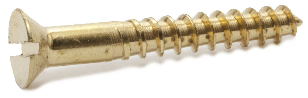 2 x 3/8 Slotted Flat Wood Screw Brass
