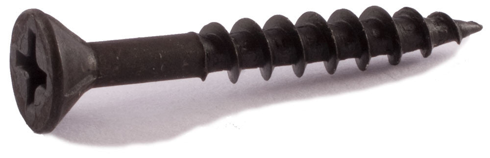 9 x 2 1/2 Phillips Flat Particle Board Screw w/ Nibs T17 Black Oxide - Carton (2,500)