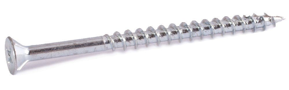 8 x 1 3/4 Phillips Flat Particle Board Screw w/ Nibs T17 Zinc Plated - Carton (4,000)