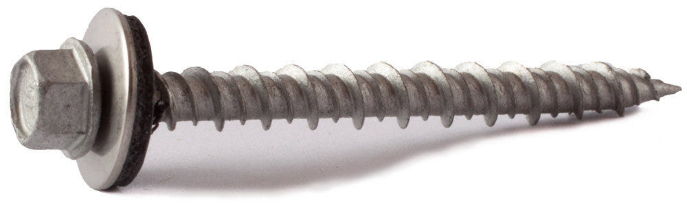 10 x 2 1/2 Hex Washer Head Pole Gripper Screw w/ Bonded Washer Hi-Low Thread T17 Strong-Shield™