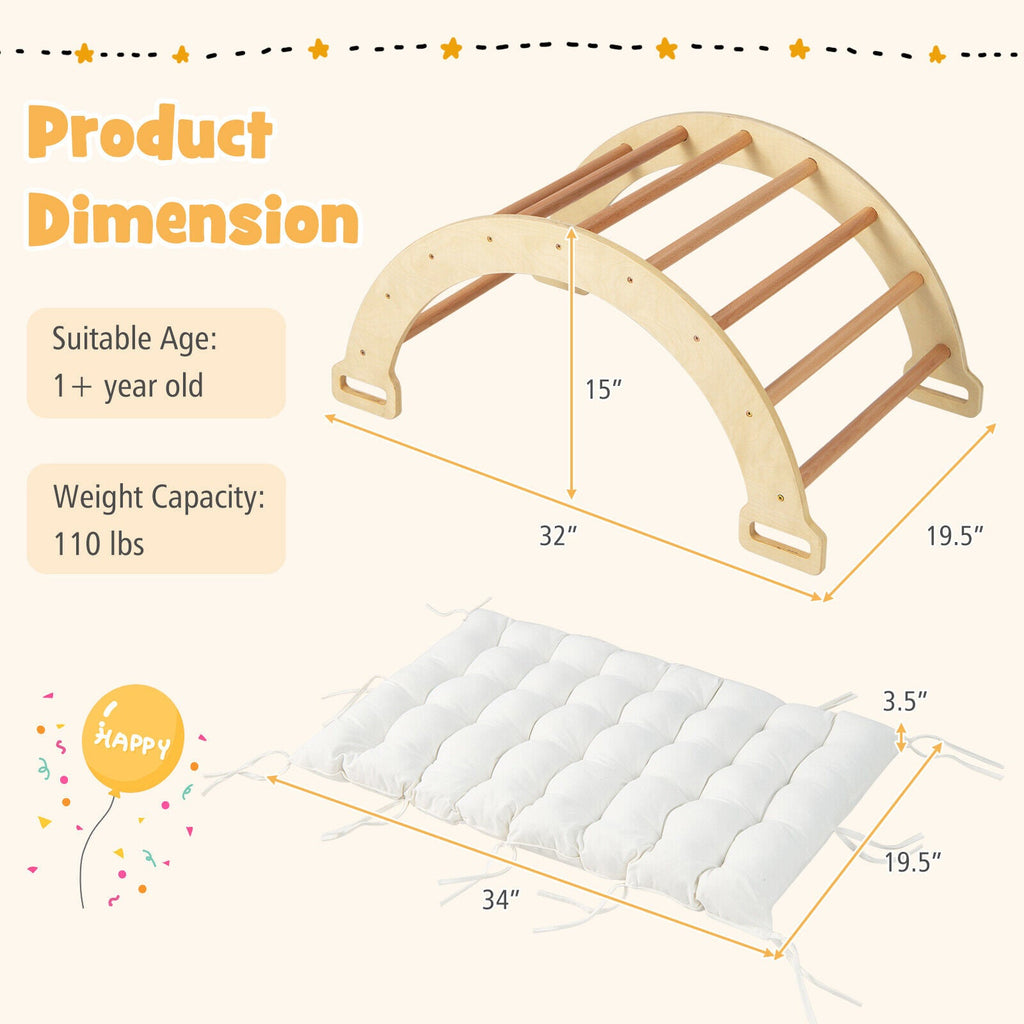 2-in-1 Arch Rocker with Soft Cushion for Toddlers-Natural