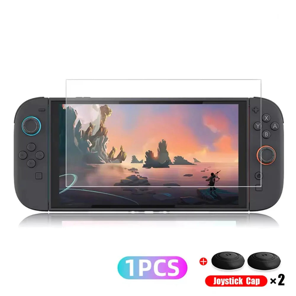 Tempered Glass Screen Protector with Joystick Cap | Full Coverage Protection for Nintendo Switch 2