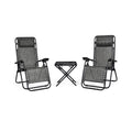 3 Pieces Folding Portable Zero Gravity Reclining Lounge Chairs Table Set