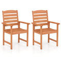 Outdoor Wooden Dining Chairs with Inclined Backrests and Slatted Seats
