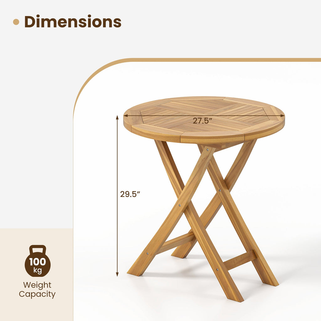 Patio Teak Wood Dining Table with Slatted Tabletop and Sturdy X-Shaped Frame