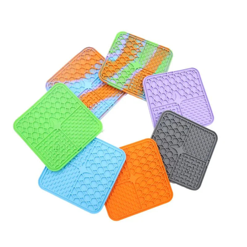 Silicone Pet Lick Mat | Slow Feeder Plate with Suction Cups for Dogs