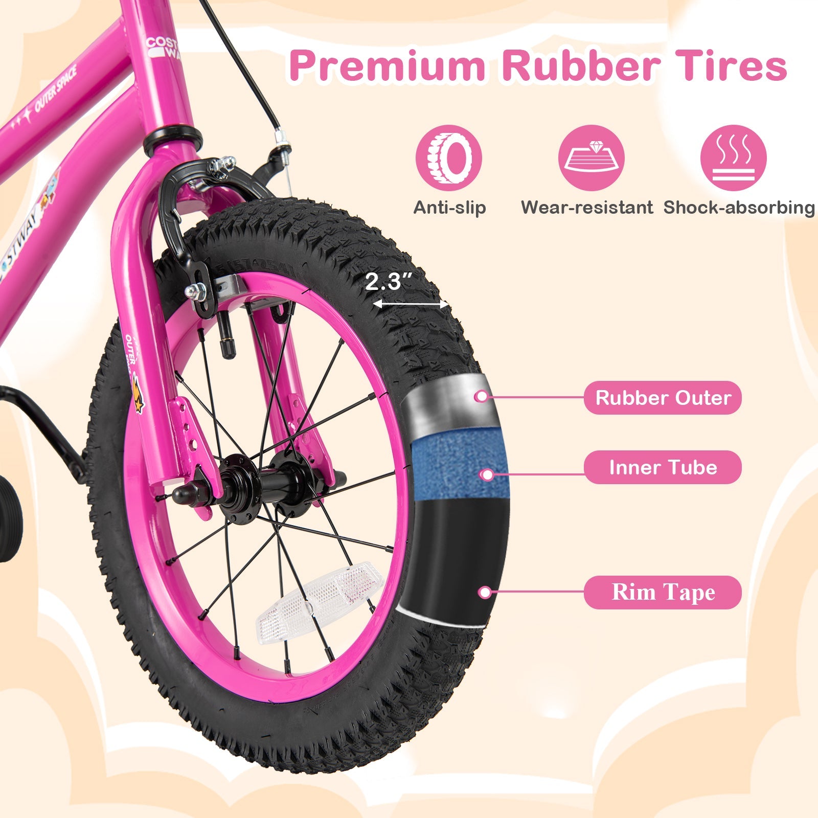 16-Inch Kids Bike for 4-7 Years Old Adjustable with Removable Training Wheels-16 inches