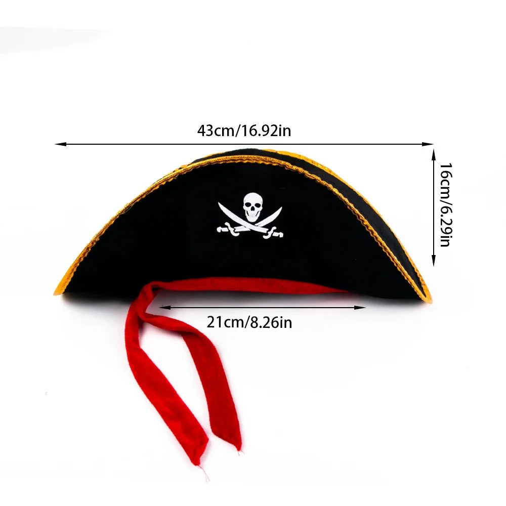 Pirate Skull Hat and Eye Patch Set | Kids Halloween Captain Costume Accessory