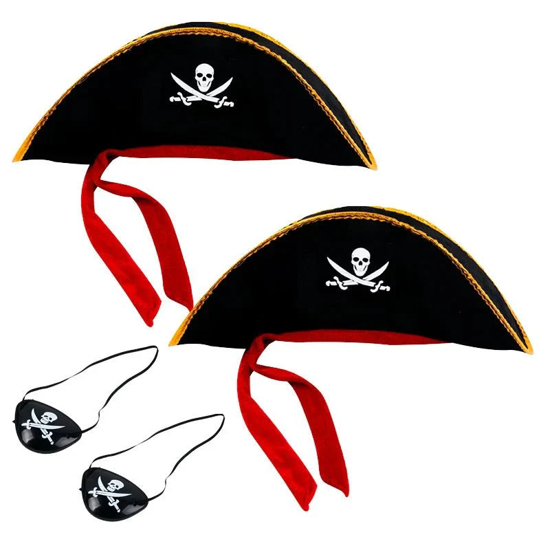 Pirate Skull Hat and Eye Patch Set | Kids Halloween Captain Costume Accessory