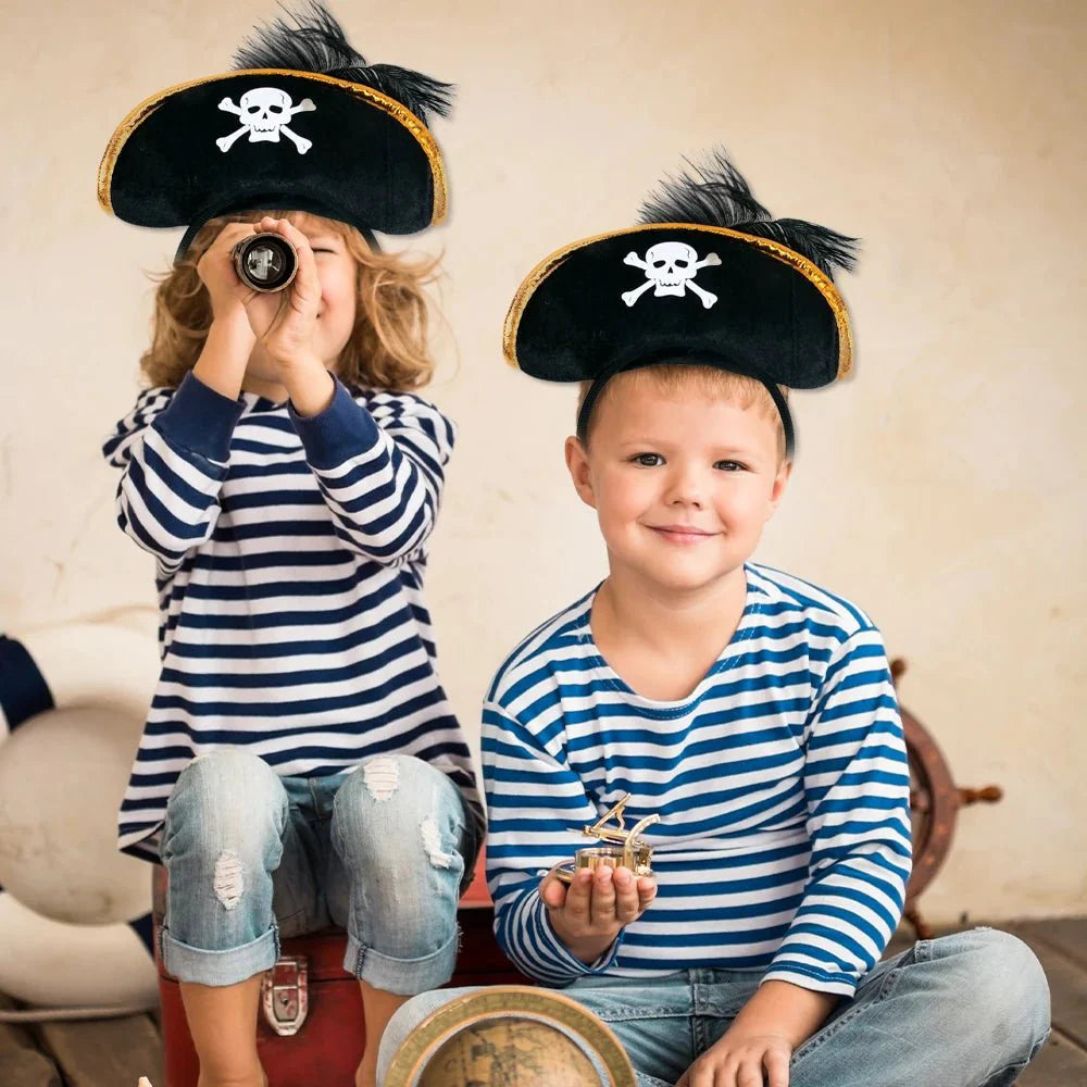 Pirate Skull Hat and Eye Patch Set | Kids Halloween Captain Costume Accessory