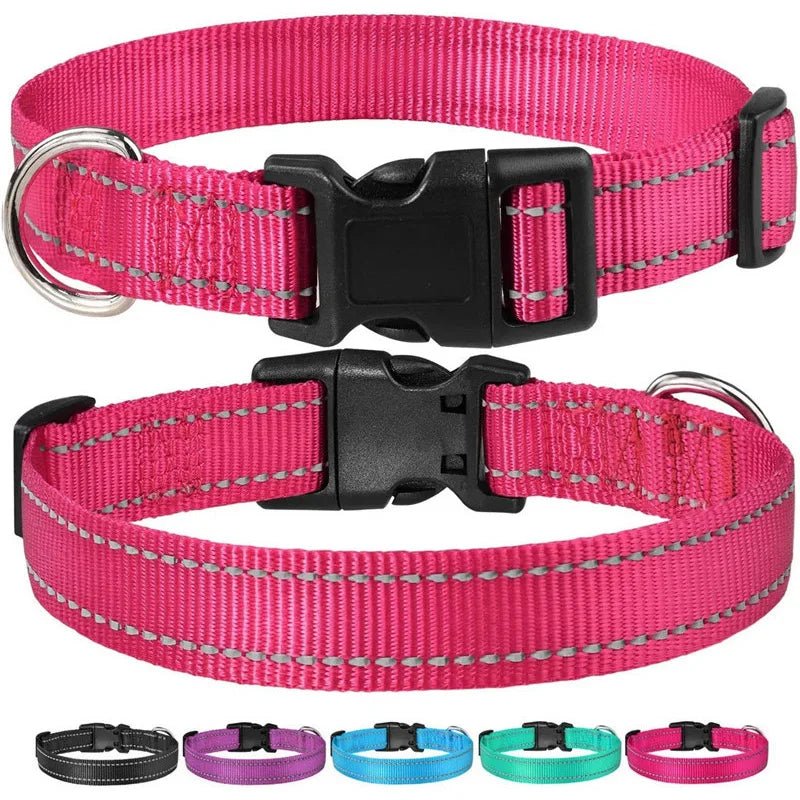 Reflective Nylon Dog Collar | Adjustable Safety Strap for Small and Medium Dogs