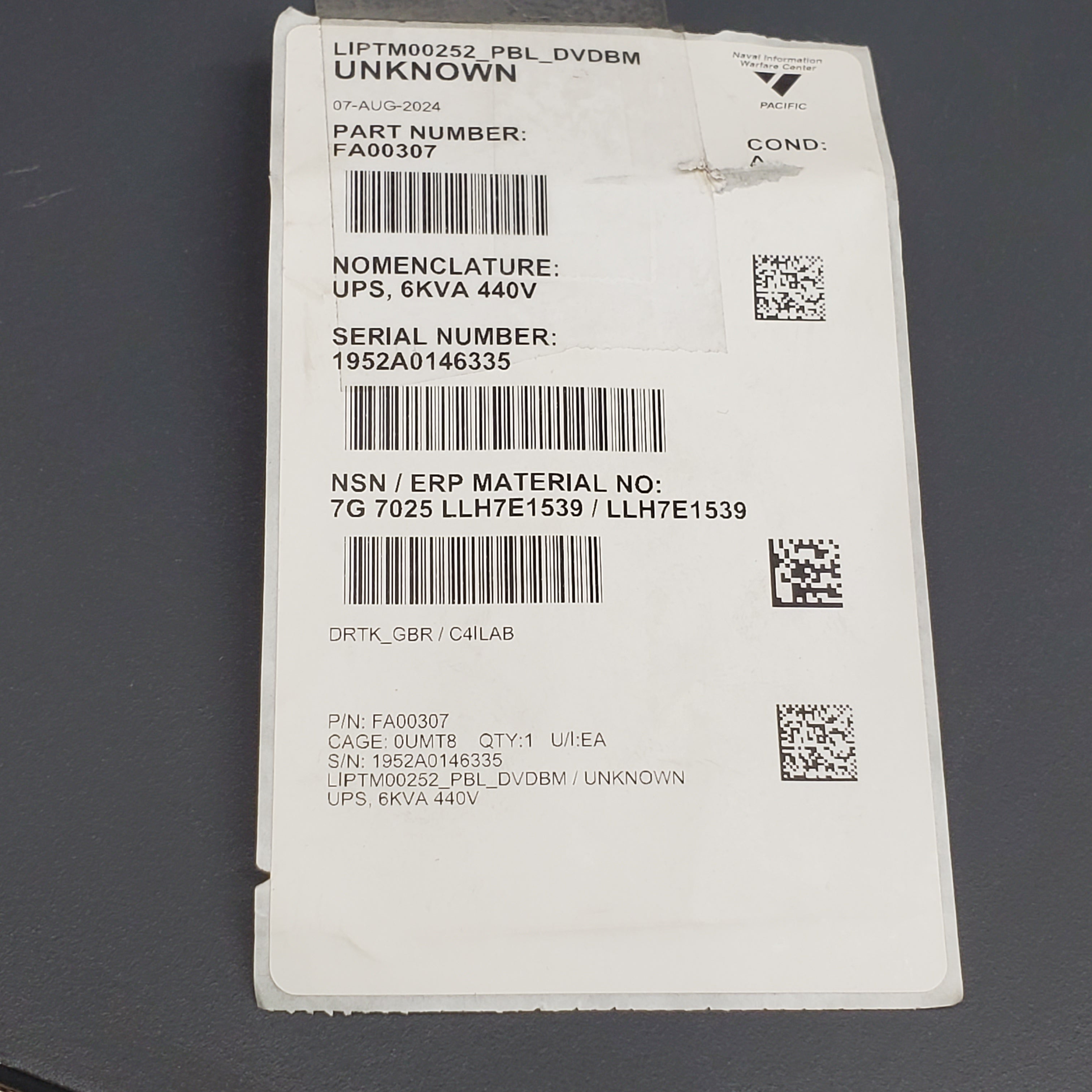 INTELLIPOWER Rugged UPS Extended Battery Backup Double Conversion 6KVA 440V FA00307 (New Other)