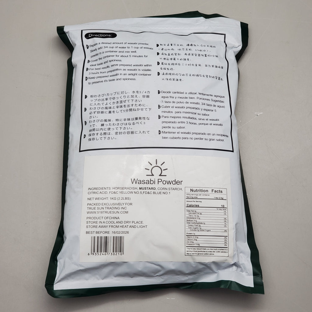 TRUE SUN TRADING Premium Wasabi Powder 2.2 lbs BB 02/26