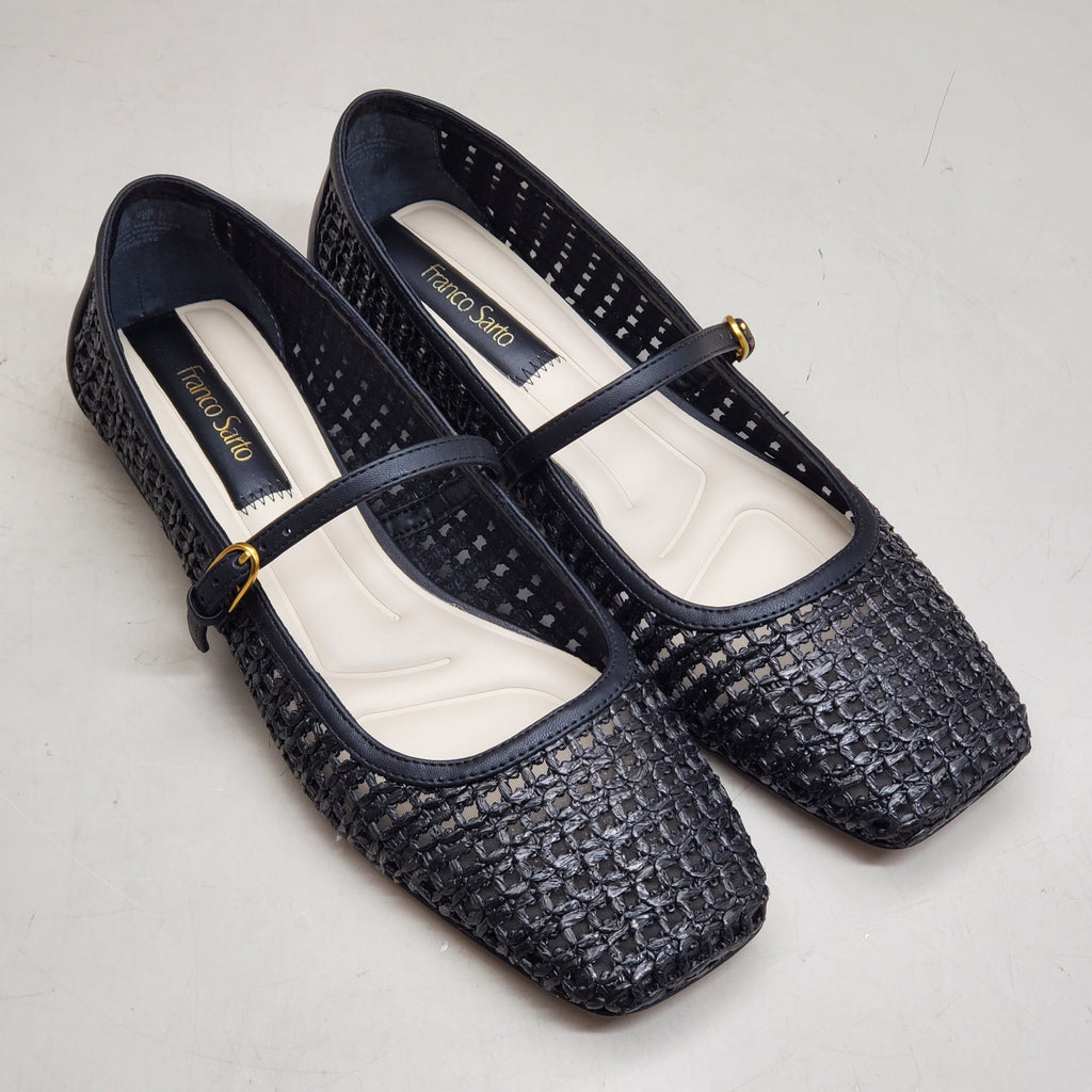FRANCO SARTO L-Tinsley Mary Jane Women's Flat SZ M 6 Black