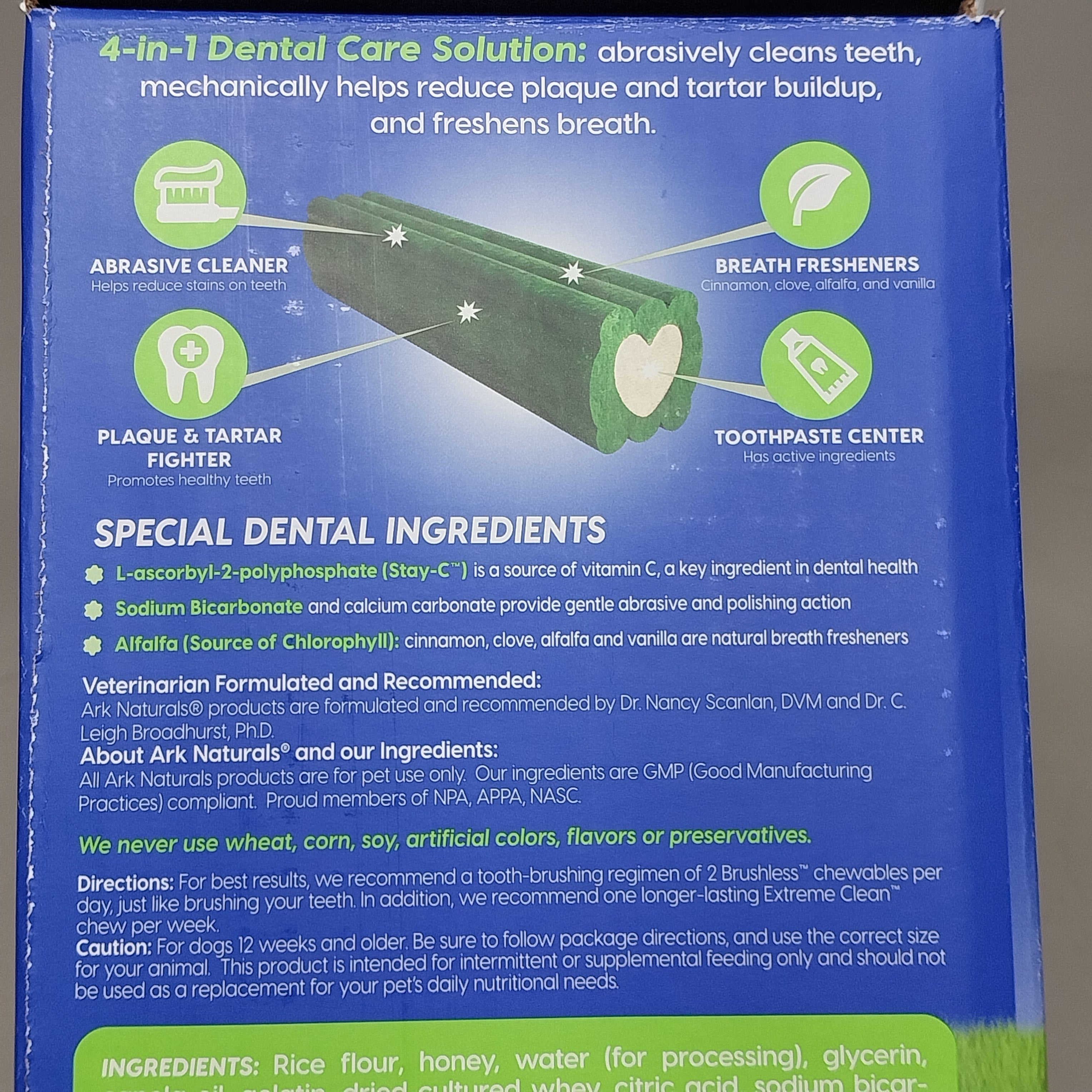 ARC Naturals Brushless Toothpaste for Dogs Med sz 20-40 lbs 60 ct per box BB:06/25