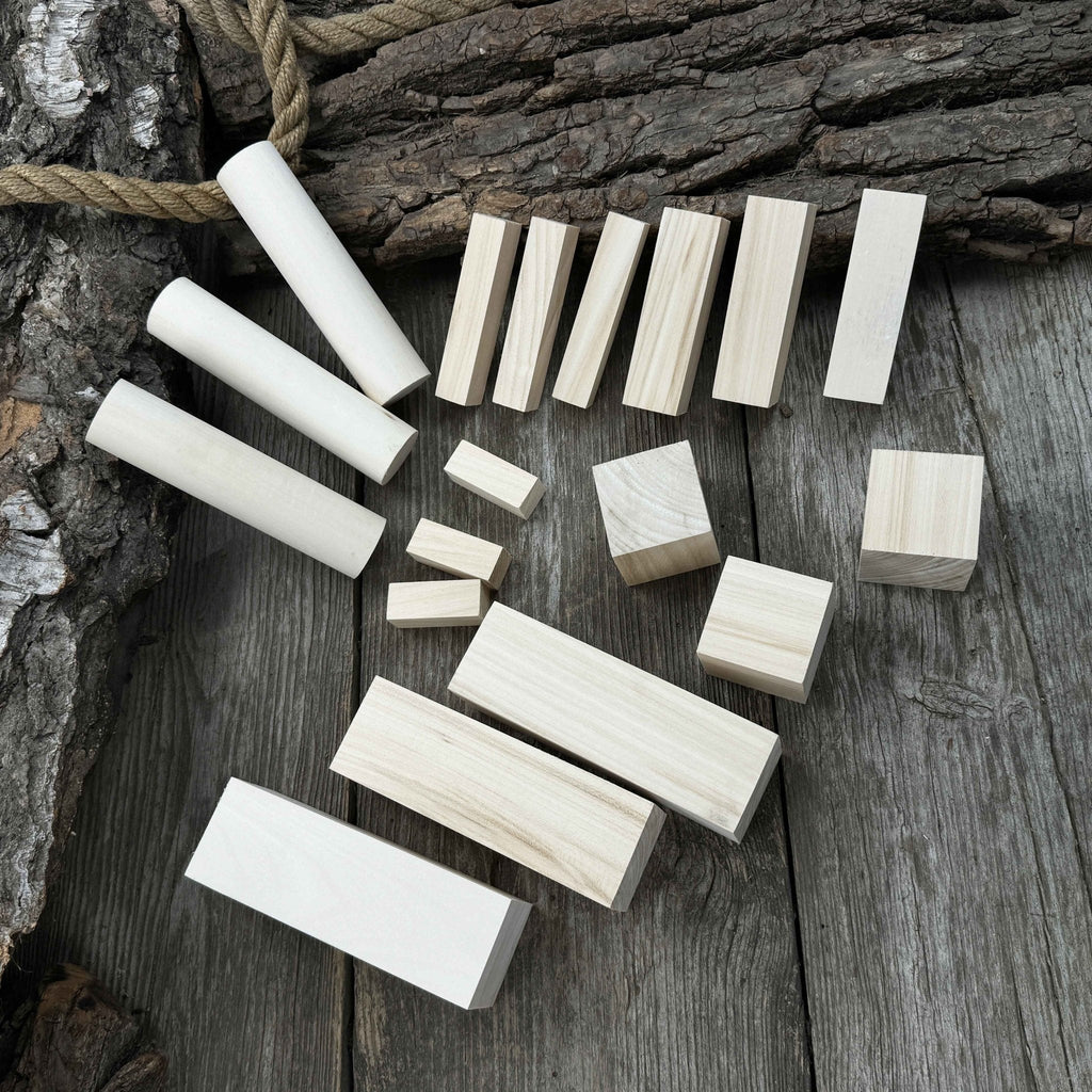 Set of 18 Assorted Linden Wood Carving Blanks