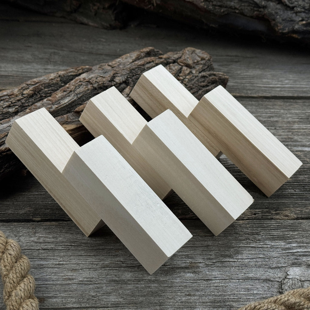 Set of 6 Medium Rectangular Linden Wood Carving Blanks