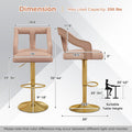Set of 2 Bar Chairs with Footrest and 2-Layer Electroplated Metal Base