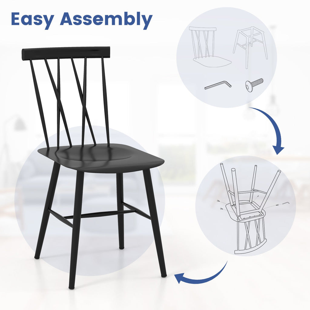 Set of 2 Modern Dining Chairs with Backrest