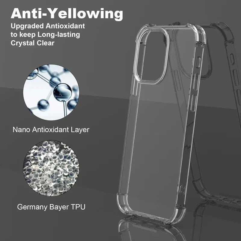 Shockproof Transparent Phone Case | Clear Silicone Bumper Cover for iPhone 5 to 15 Pro Max