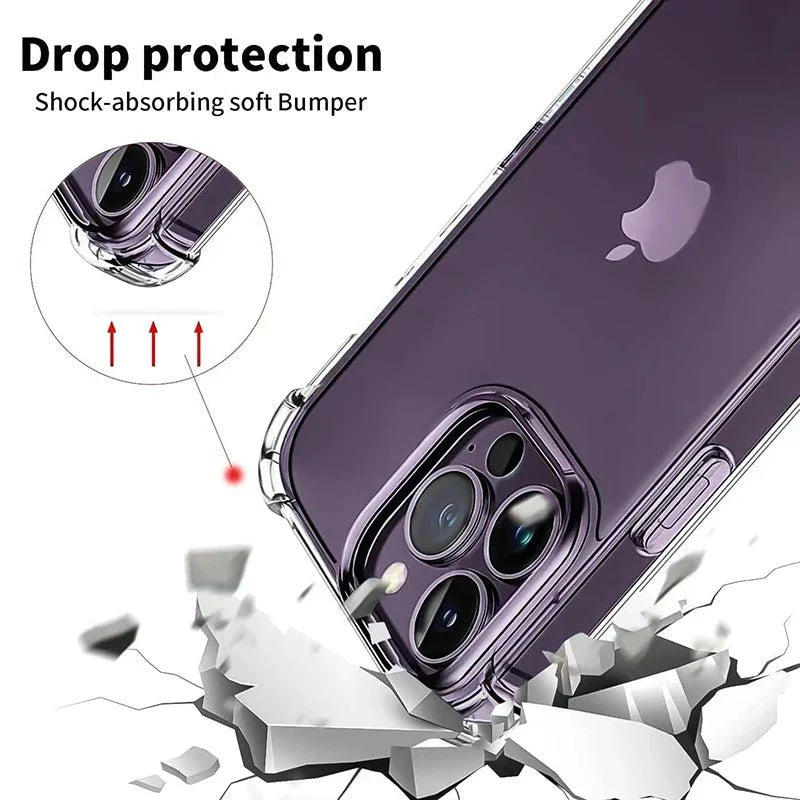 Shockproof Transparent Phone Case | Clear Silicone Bumper Cover for iPhone 5 to 15 Pro Max