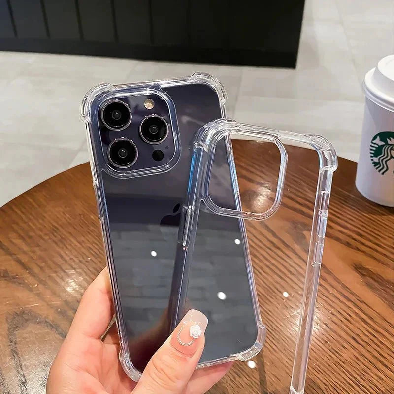 Shockproof Transparent Phone Case | Clear Silicone Bumper Cover for iPhone 5 to 15 Pro Max