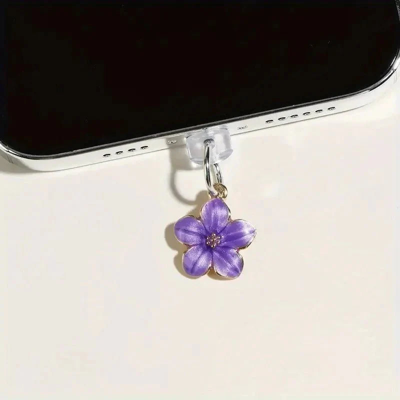 Simple Flowers Phone Dust Plug | Decorative Charging Port Pendant