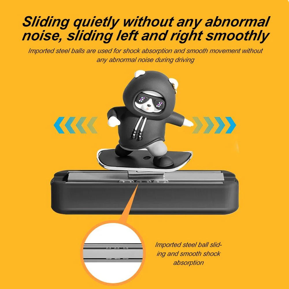 Skateboard Bear Dashboard Car Ornament | Magnetic Parking Number Plate & Cartoon Car Decoration