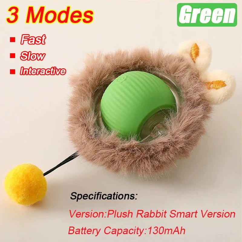 Interactive Cat Toy Ball | Automatic Rolling Rechargeable Cat Toy with Faux Tail