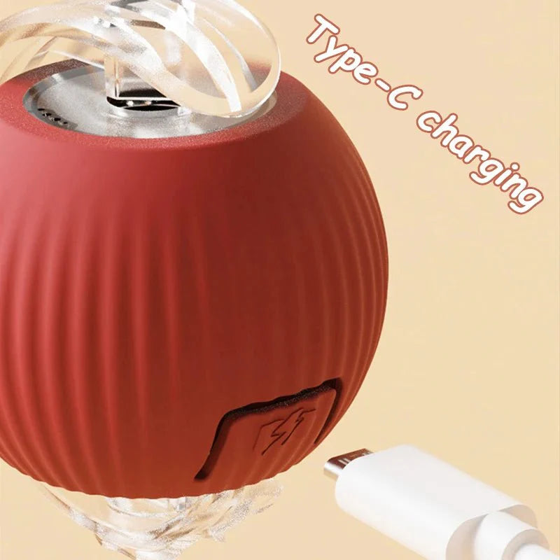 Interactive Cat Toy Ball | Automatic Rolling Rechargeable Cat Toy with Faux Tail