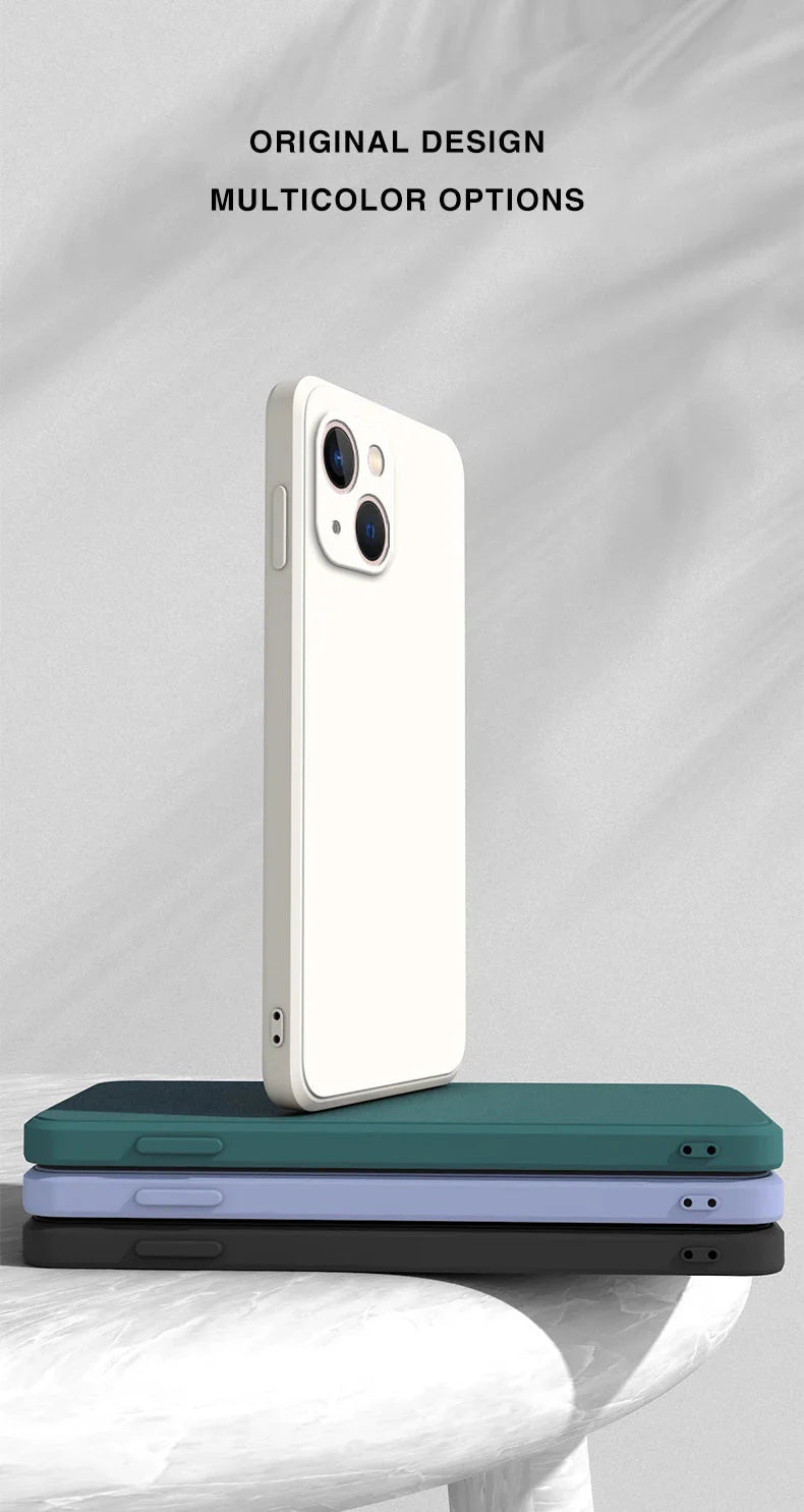 Ricestate Square Liquid Silicone Phone Case | Full Coverage Shockproof Camera Protective Cover for iPhone 11 to 14 Series