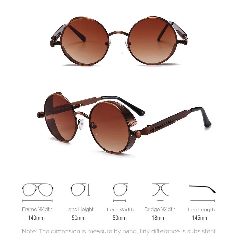 Steampunk Round Sunglasses | Vintage Gothic UV Protection Shades