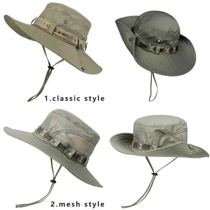 Summer Men Bucket Hat | Outdoor UV Protection Wide Brim Safari Cap