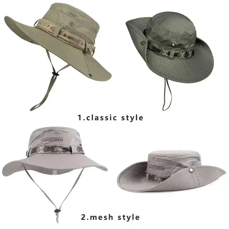 Summer Men Bucket Hat | Outdoor UV Protection Wide Brim Safari Cap