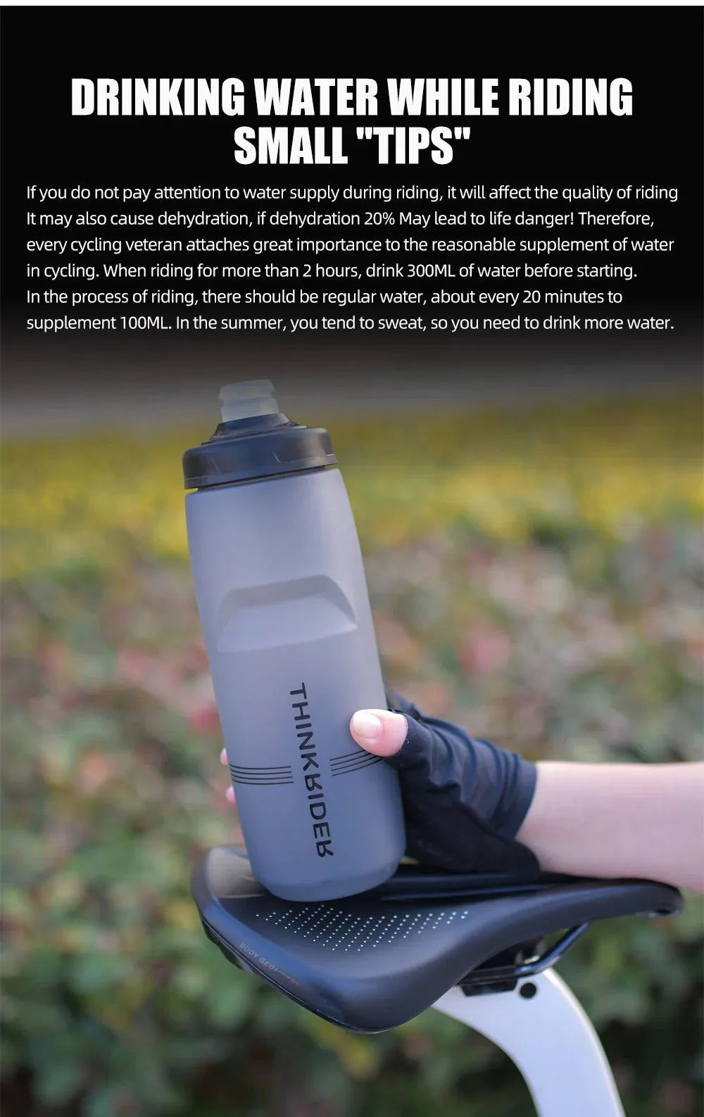 ThinkRider Bicycle Water Bottle | Leak-Proof Sports Bottle for Cycling