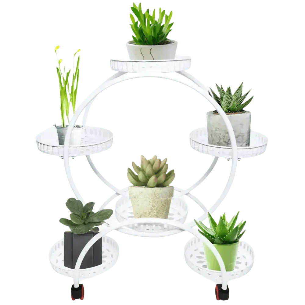 Black Metal Plant Stands Six Tier Circular Design